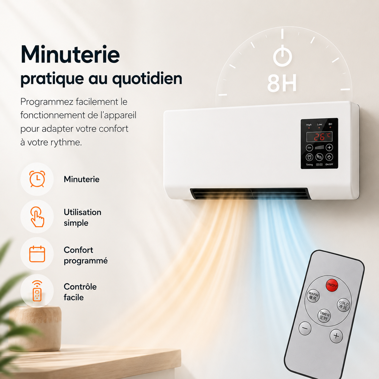 Klimaanlage | Heizung und Kühlung | Wandmontiert mit Fernbedienung