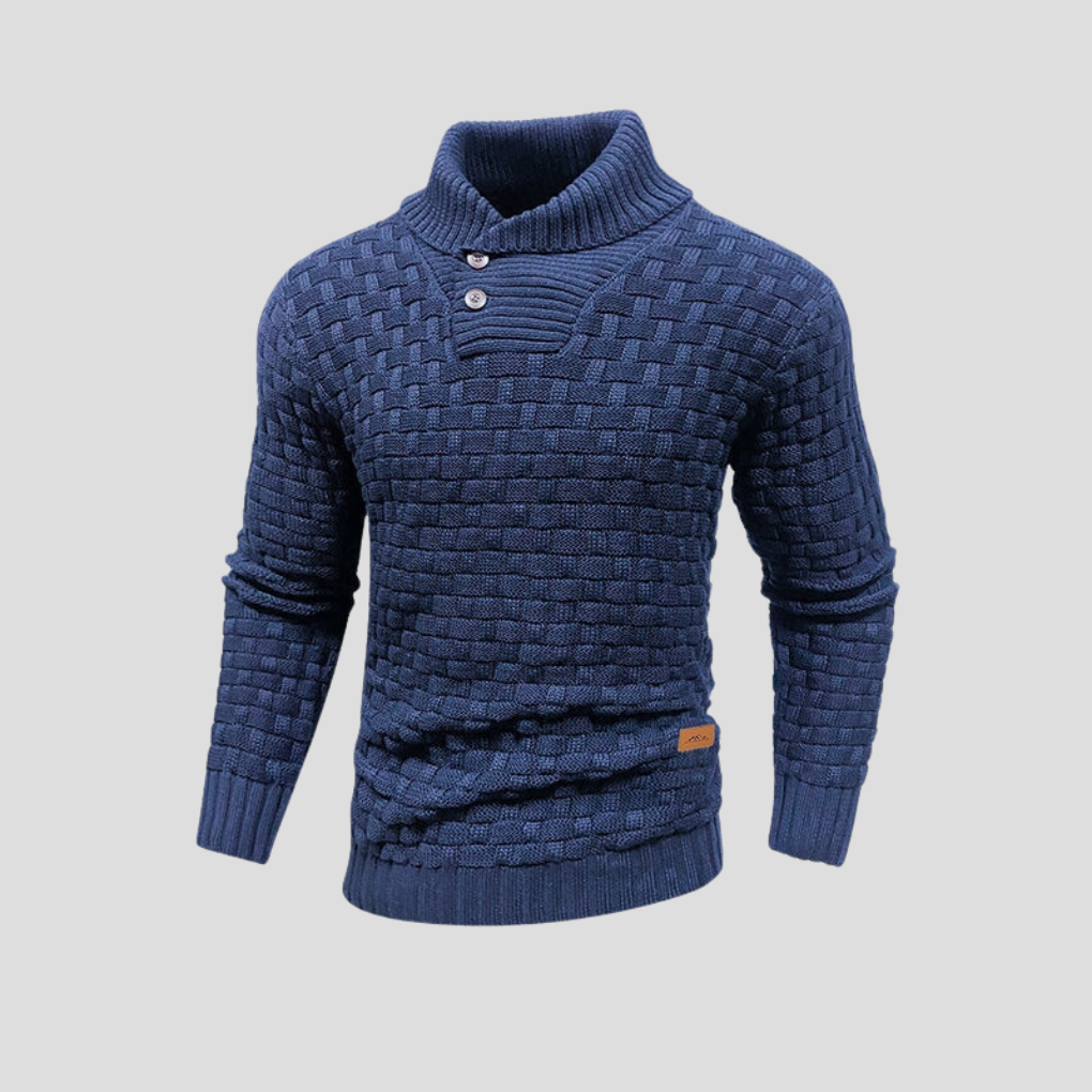KnitForm Herrenpullover – Strickpullover mit Halbkraagen und Knopfverschluss in klassischer Passform