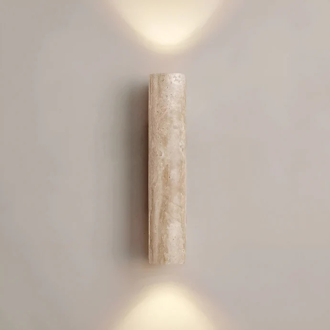 Moderner Minimalistischer Travertin-Marmor Zylinder Wandleuchte LED 2-Licht