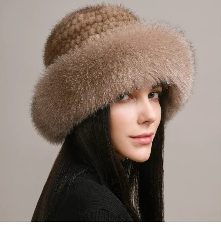 Novaine Nerzfellmütze für klassischen Winterkomfort und Stil