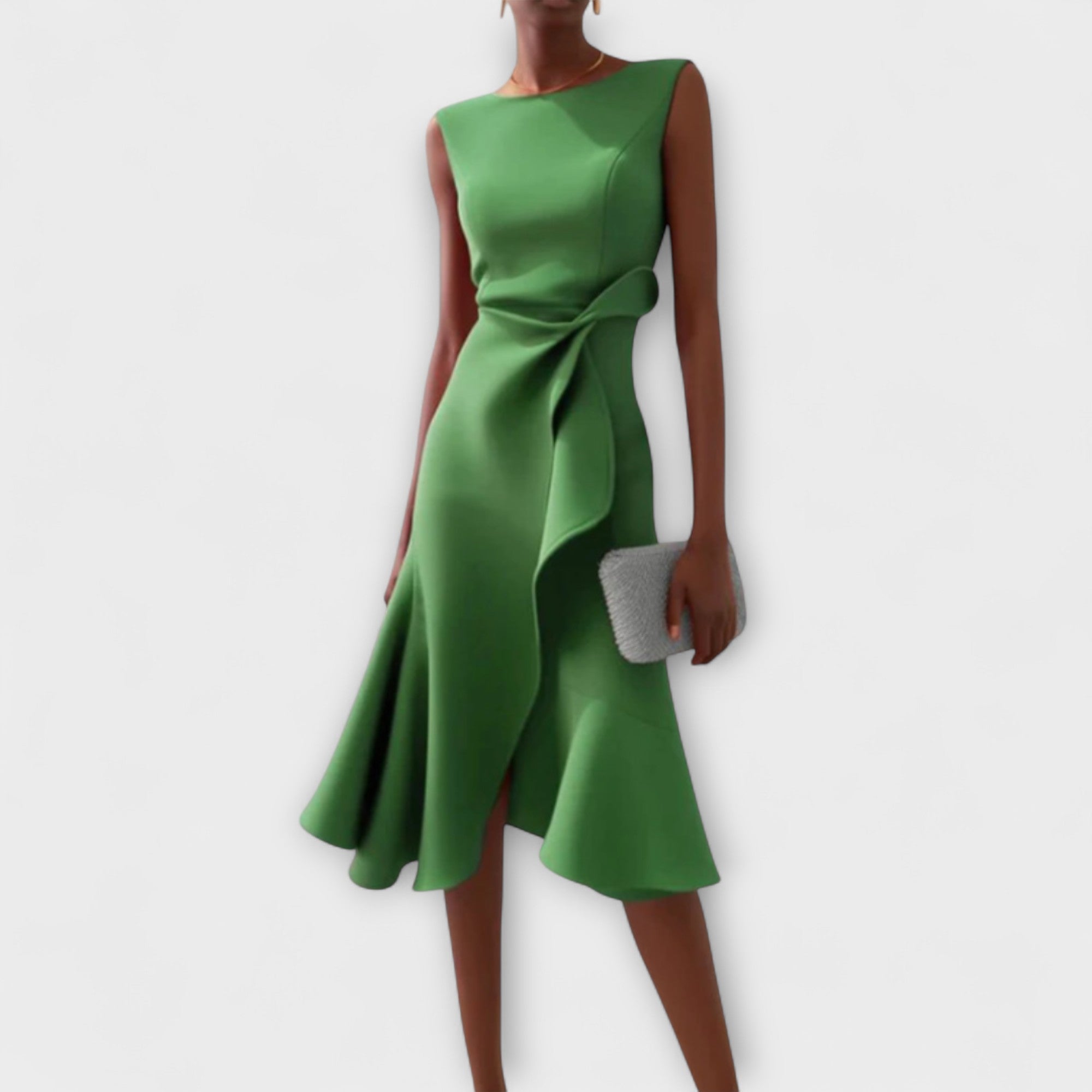 Beatrice | Damen Drapiertes Asymmetrisches Midikleid