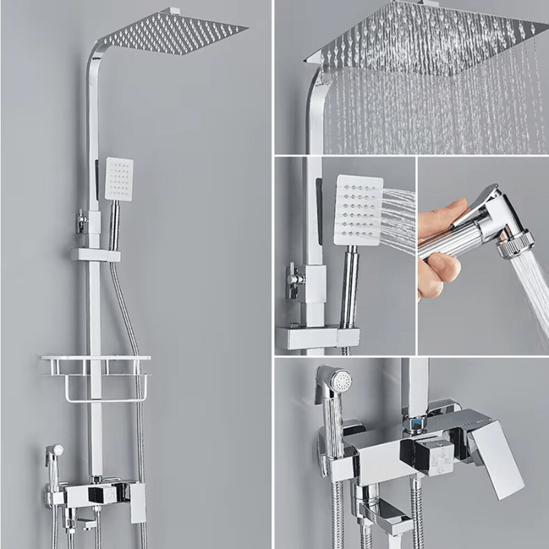 RainFlow Luxe Regendusche Set – verstellbare Messing-Duscharmatur mit 4 Funktionen