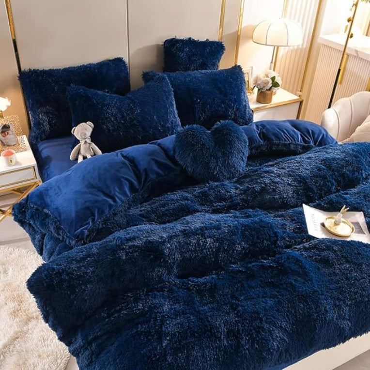 TeddyDreams Fleece Bettwäsche Set | Kuscheliges 5-teiliges Set mit gratis Herz-Kissen!