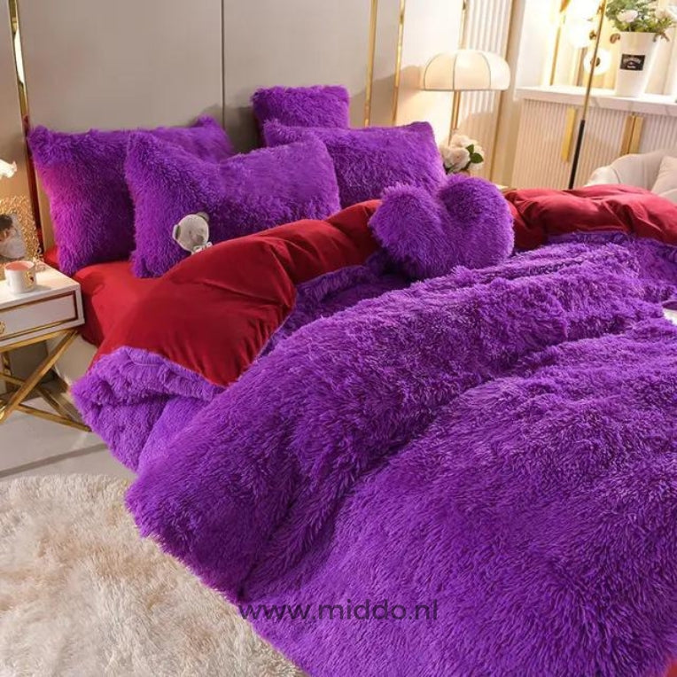 TeddyDreams Fleece Bettwäsche Set | Kuscheliges 5-teiliges Set mit gratis Herz-Kissen!