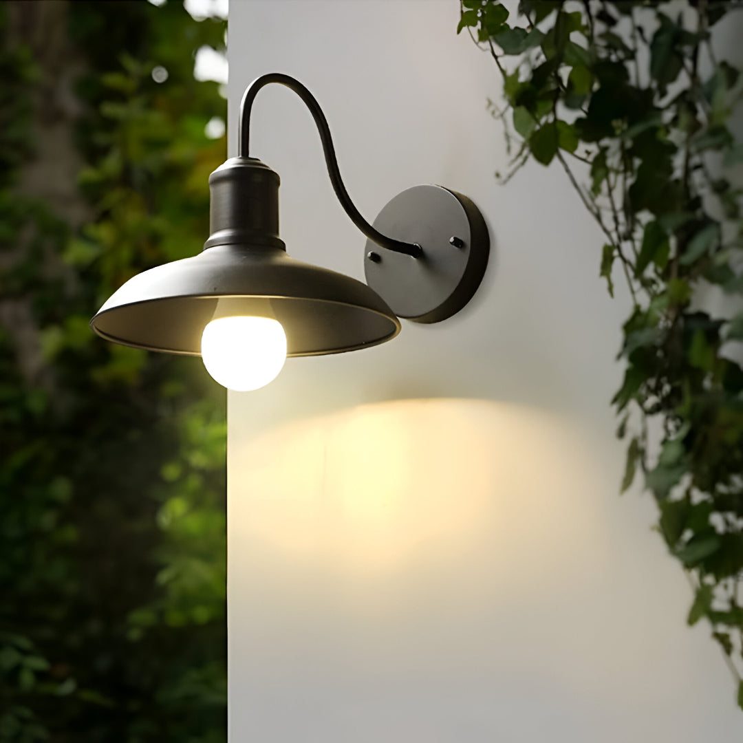 Vintage Industrielle Eisen Schüssel Außen Wandlampe LED 1-Licht