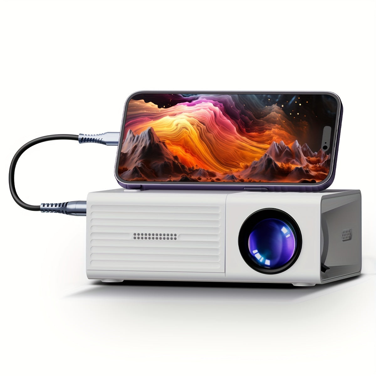 Ultra-Heller Mini-Projektor – Tragbar, HDTV & USB, Ideal für Heimkino & Draußen!