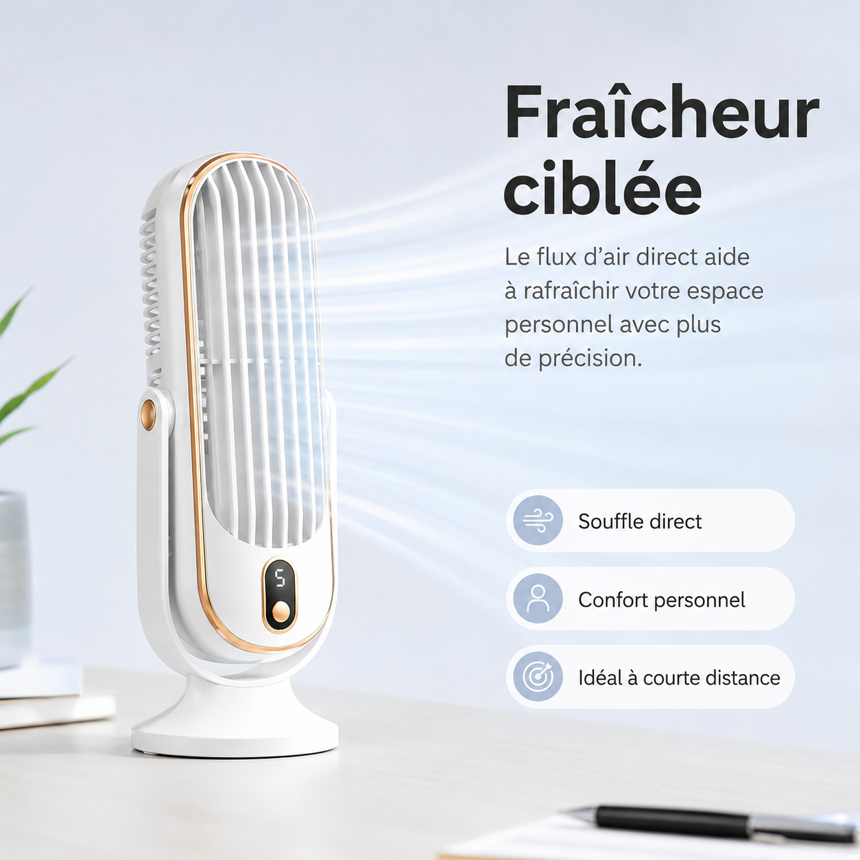AeroLux Elite Kühlventilator | Dualmotor, 720° Rotation, USB wiederaufladbar & ultra-leise für ultimativen Komfort überall