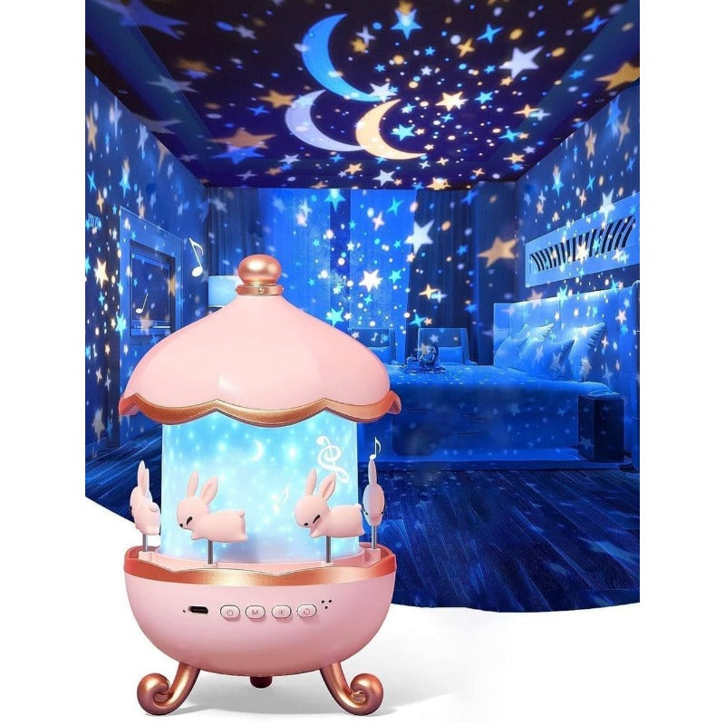 Frostwave | Kinder 360° Rotierender Kaninchen Nachtlicht Projektor