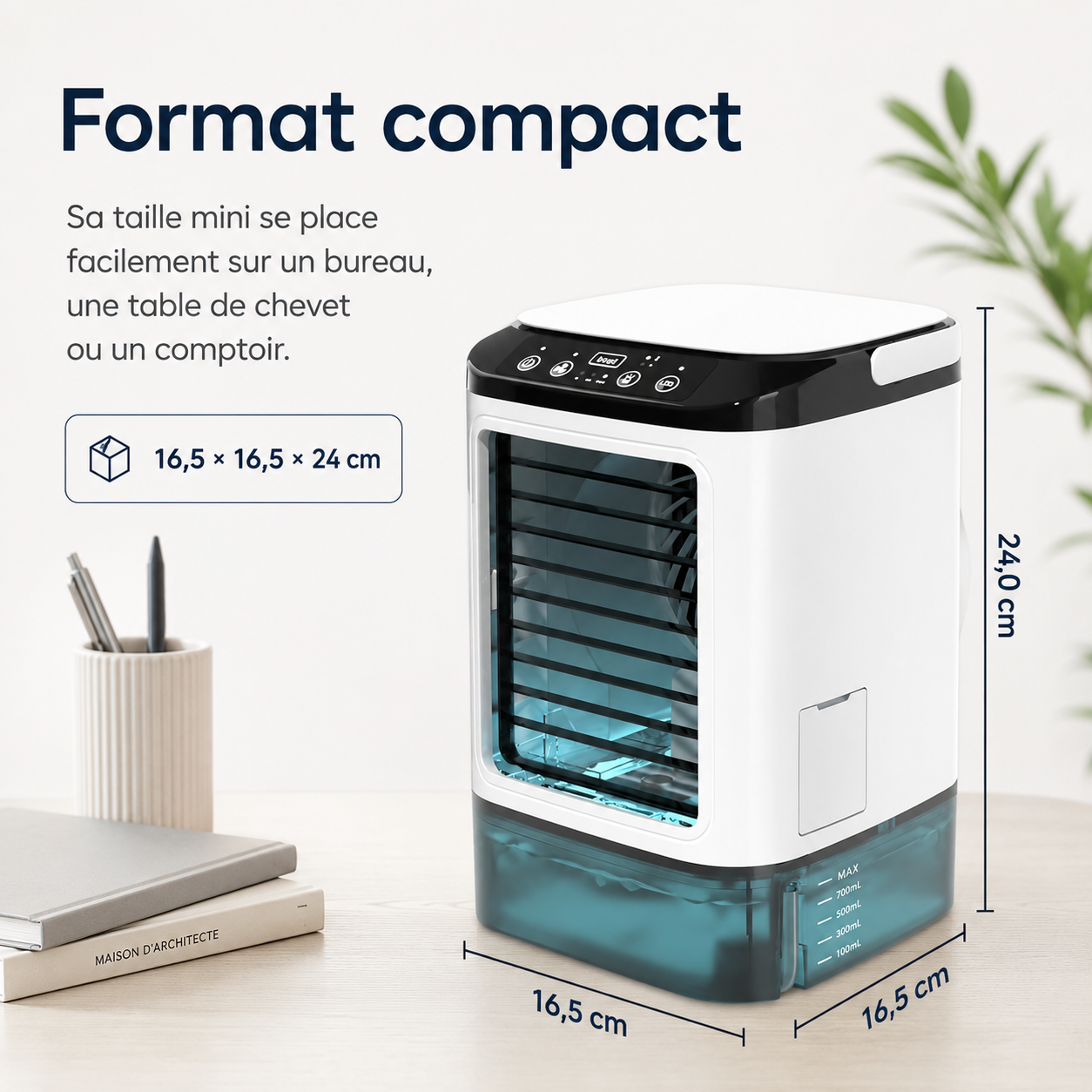 Tragbare Mini-Klimaanlage Wassergekühlt – USB-betrieben mit großem Reservoir