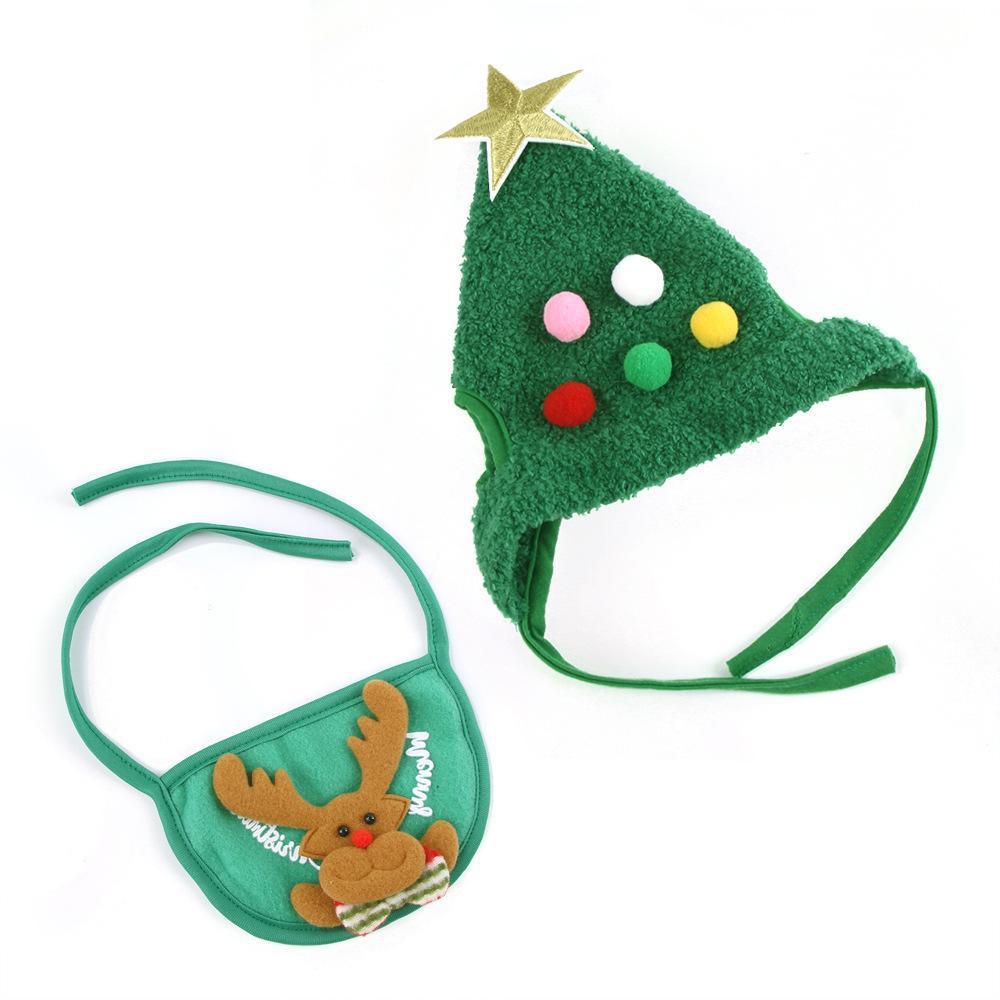 Weihnachts Haustierhut mit Pompon und Goldrand