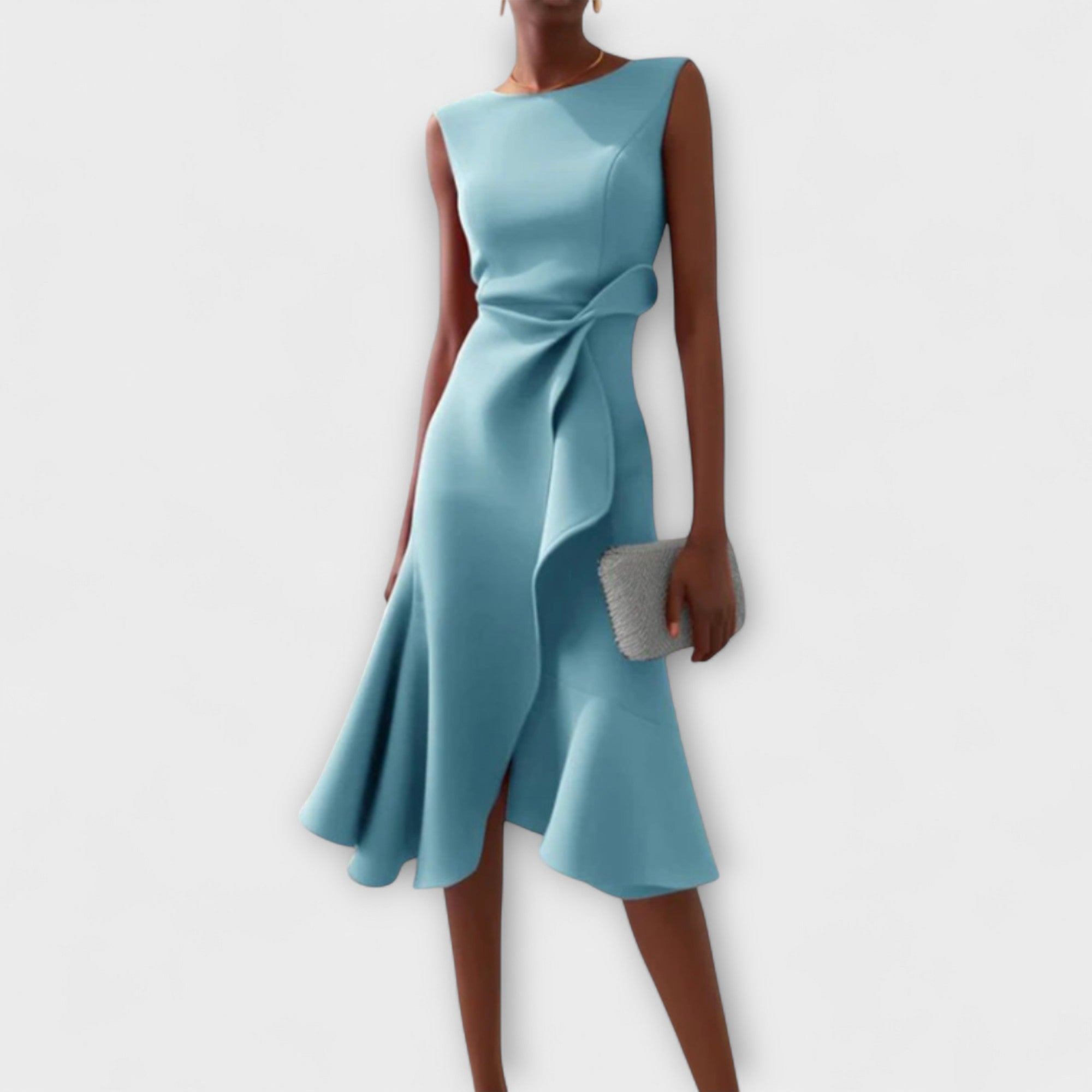 Beatrice | Damen Drapiertes Asymmetrisches Midikleid