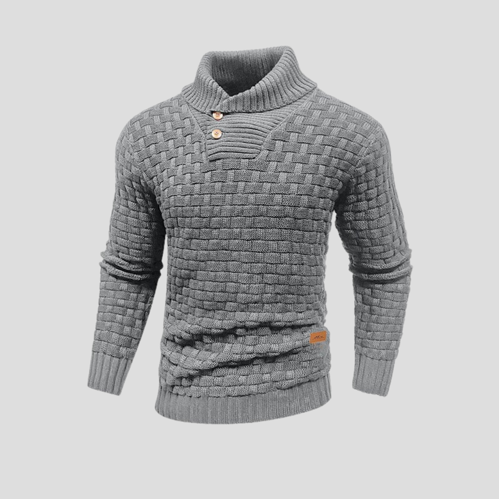 KnitForm Herrenpullover – Strickpullover mit Halbkraagen und Knopfverschluss in klassischer Passform