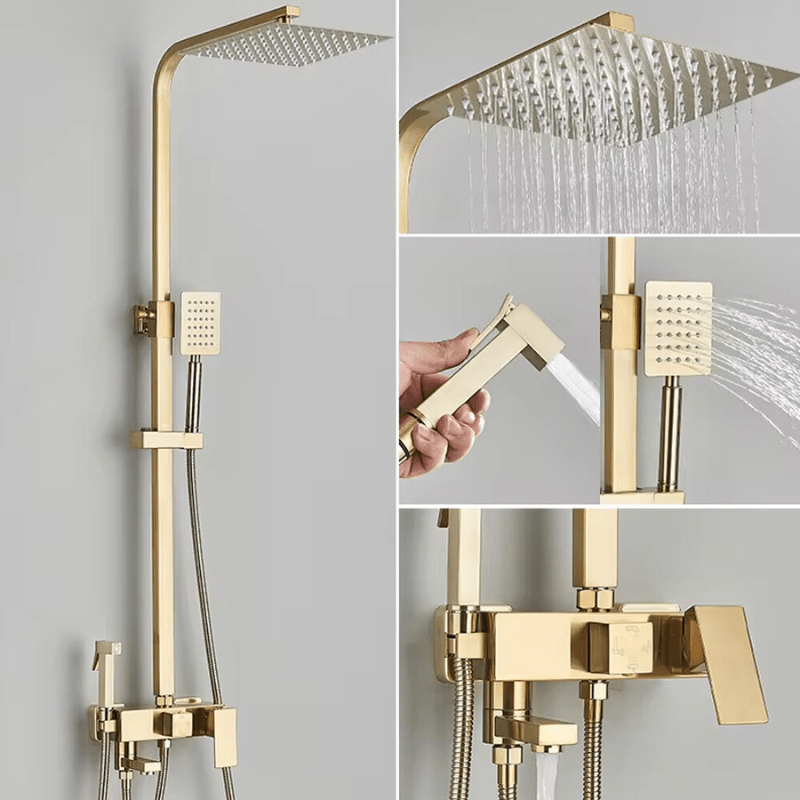 RainFlow Luxe Regendusche Set – verstellbare Messing-Duscharmatur mit 4 Funktionen