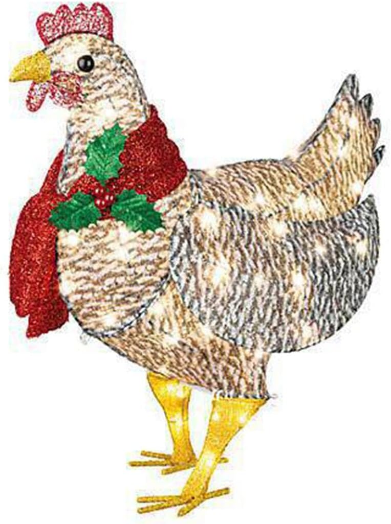 WinterHen LED Huhn mit Schal – Leuchtende Weihnachtsdekoration für drinnen und draußen