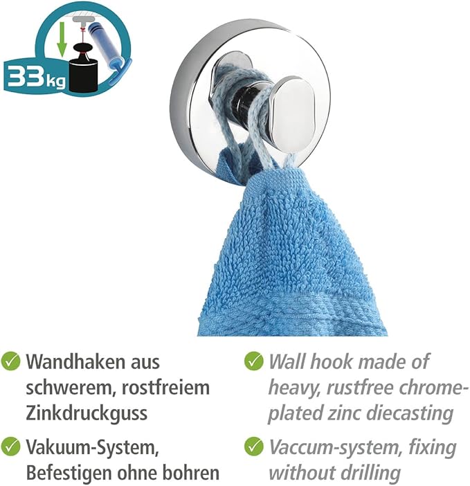 Vacuum-Loc Wandhaken Duo Capri – Bohrfreie & Starke Wandmontage für Badezimmer & Küche