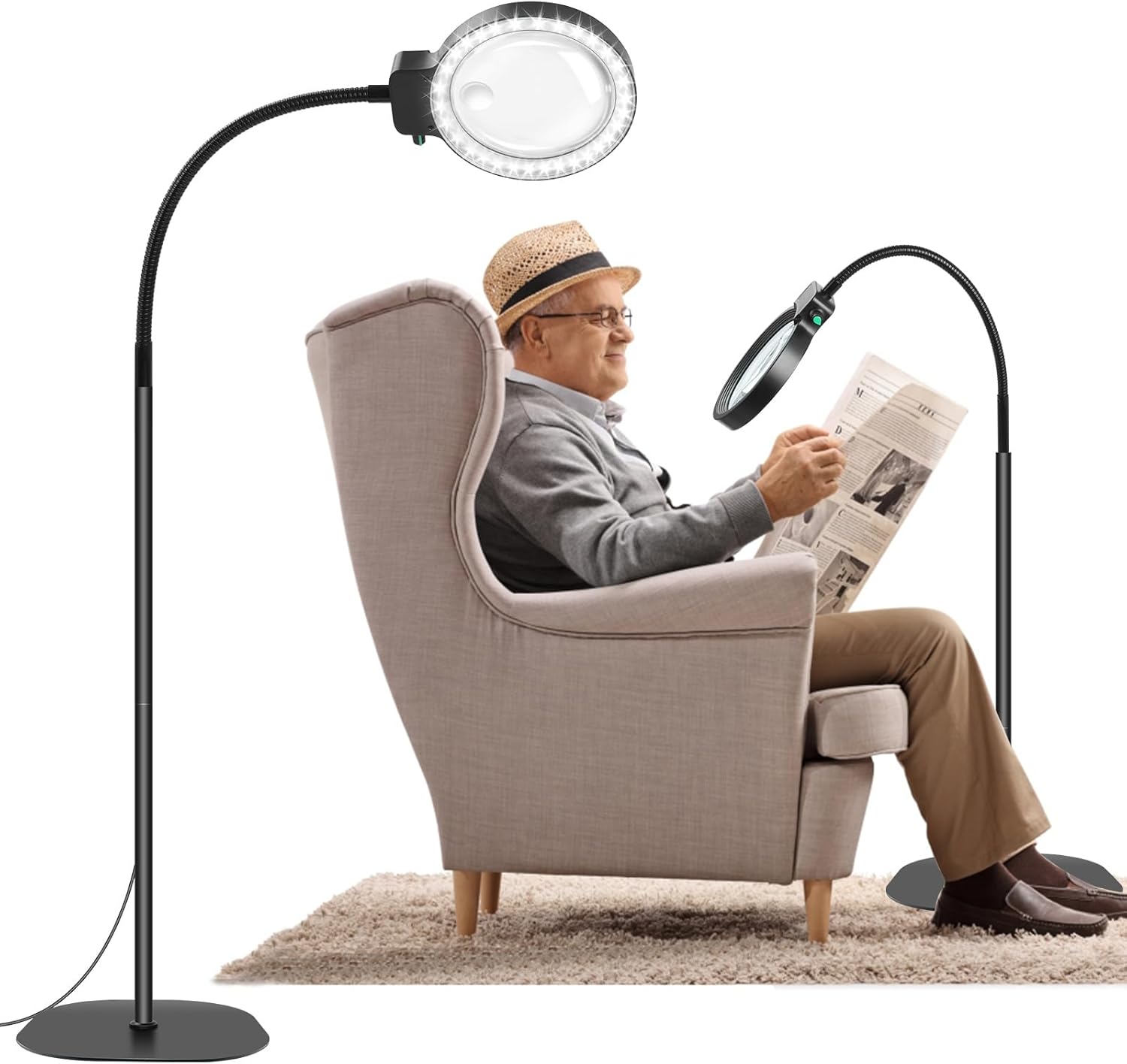 Vollseitige Lupe mit LED-Licht – Handsfree Lesehilfe für Bücher, Handwerk und Hobbys