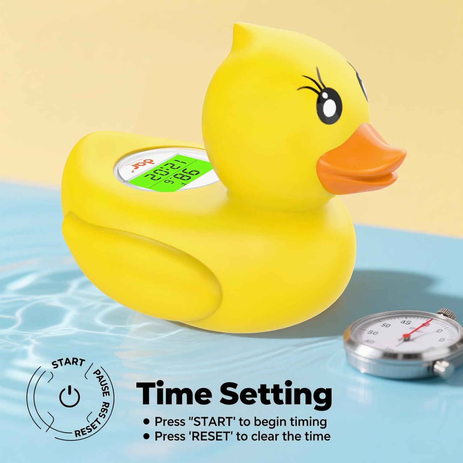 AquaVeilig Baby Badthermometer – Digitales Display mit 3 Farben und Temperaturwarnung