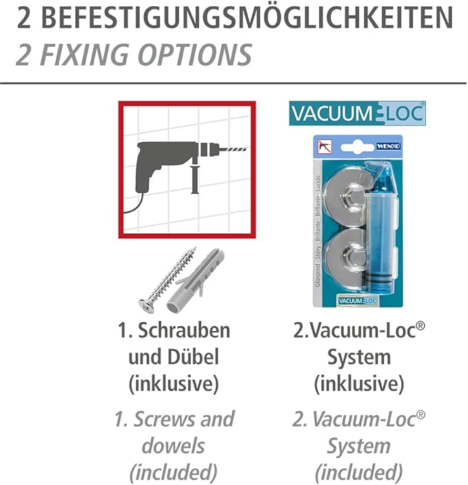 Vacuum-Loc Wandhaken Duo Capri – Bohrfreie & Starke Wandmontage für Badezimmer & Küche