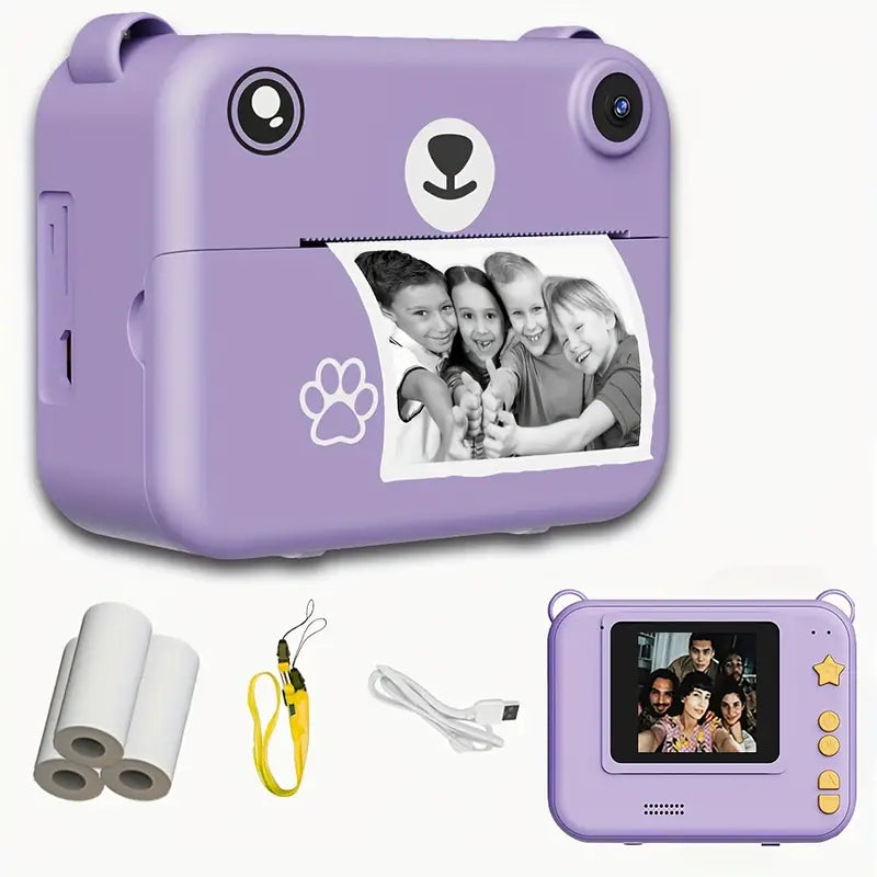 SnapKid - Kompakte Sofortbildkamera für Kinder - 1080P HD, Foto & Video, Inklusive Druckpapier & USB-Ladegerät