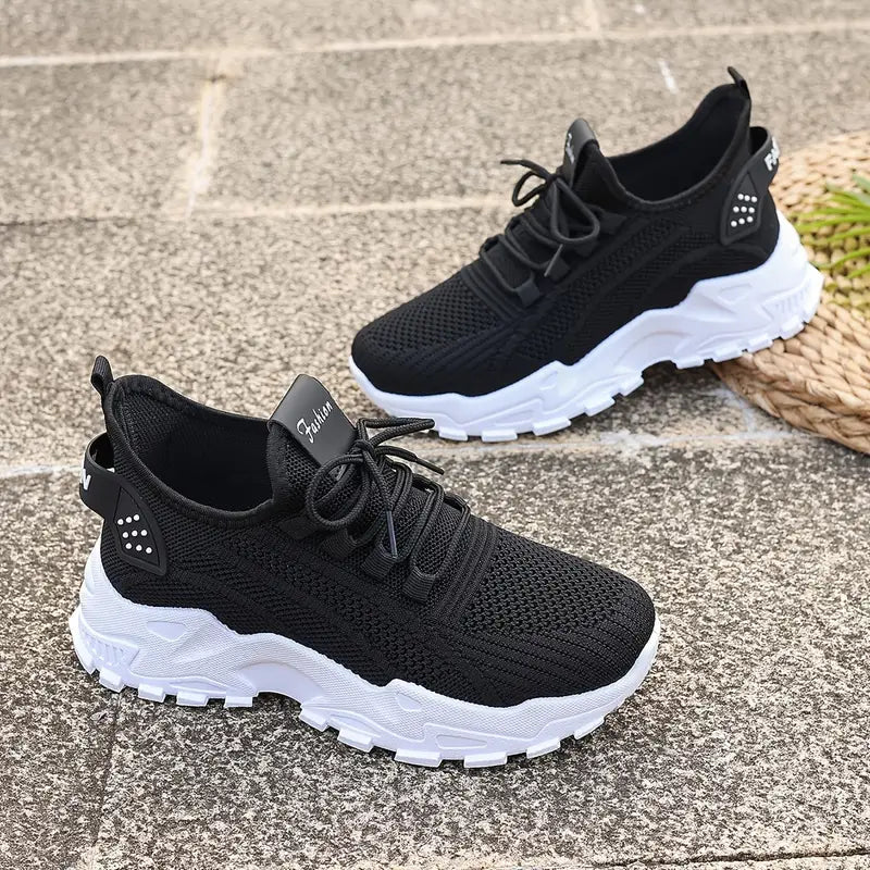 Damen Atmungsaktive Strick-Sneaker - Leichtgewicht, Bequeme Niedrige Laufschuhe für Alle Jahreszeiten
