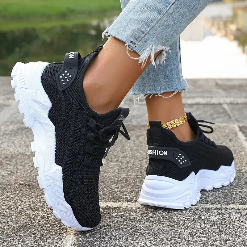 Damen Atmungsaktive Strick-Sneaker - Leichtgewicht, Bequeme Niedrige Laufschuhe für Alle Jahreszeiten
