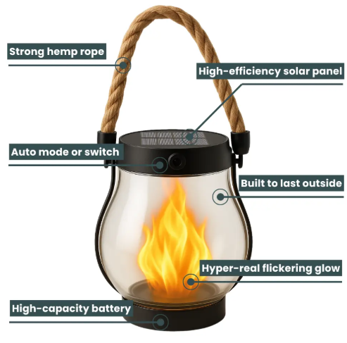 BowLift | Fire Seed Solarlicht — Magische Flammenstimmung, die Ihr Herz erwärmt und jede Nacht verzaubert