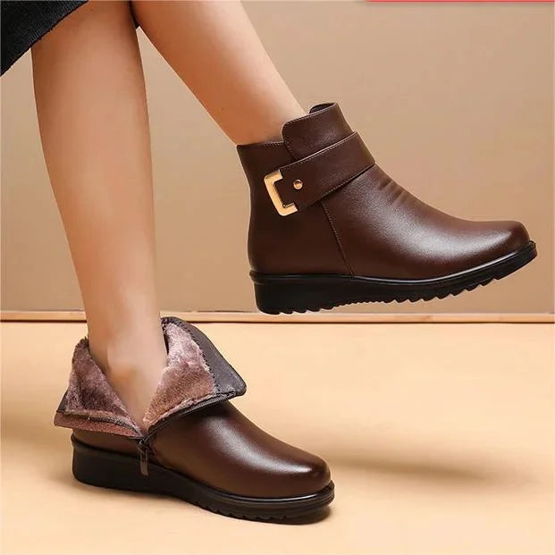Leder Orthopädische Damenstiefel – Bequeme Winterstiefel mit Wollfutter