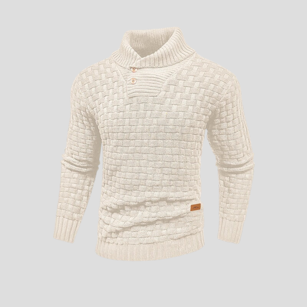 KnitForm Herrenpullover – Strickpullover mit Halbkraagen und Knopfverschluss in klassischer Passform