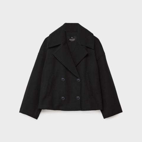 Kurze Damenjacke mit doppelter Knopfleiste | Warm