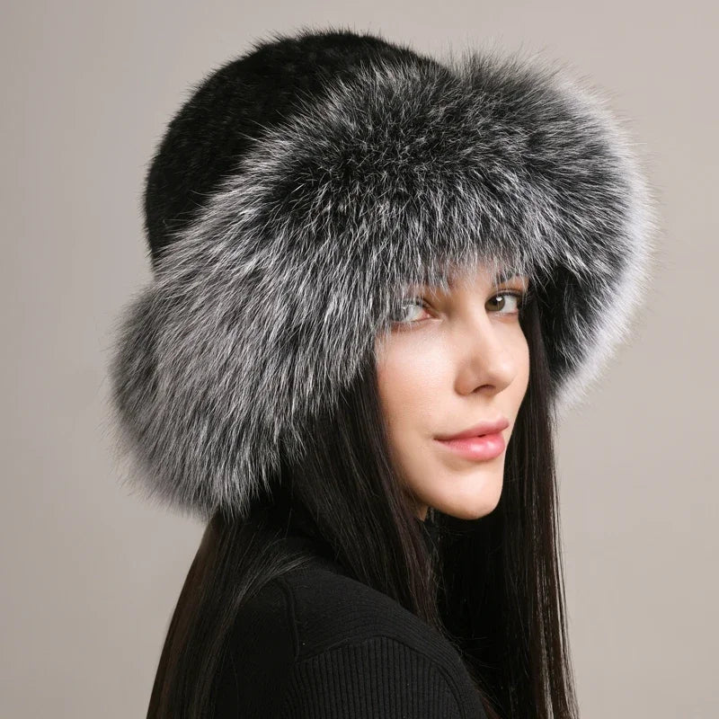 Novaine Nerzfellmütze für klassischen Winterkomfort und Stil