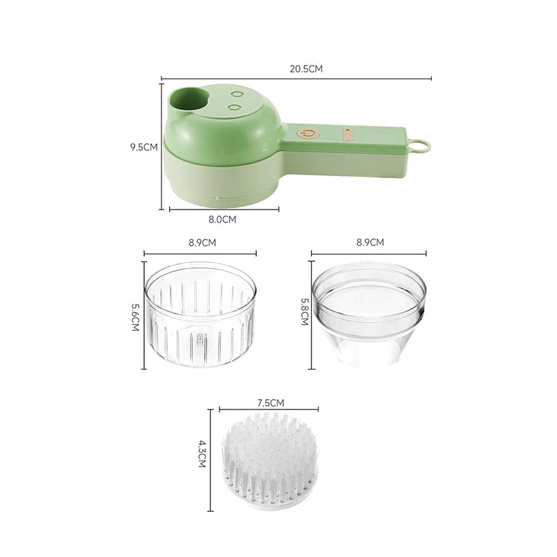GreenTech Gemüseschneider | Der 4-in-1 Elektrisch aufladbare Gemüseschneider