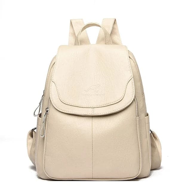 Diebstahlsicherer Rucksack aus Leder für Damen mit RFID-Schutz und versteckten Reißverschlüssen