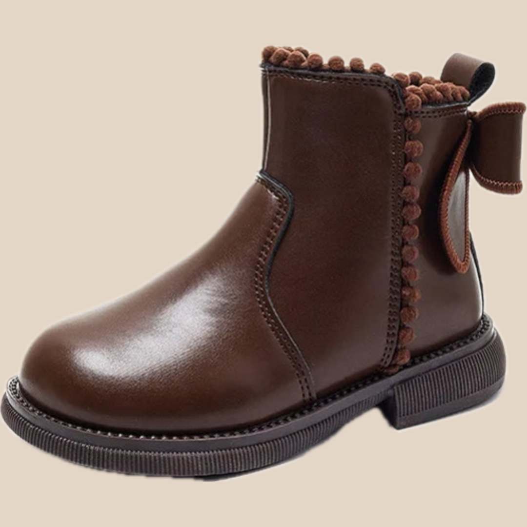 LeerLief Mädchen Stiefelette – Bequeme PU-Leder Stiefel mit rutschfester Sohle und Seitenreißverschluss