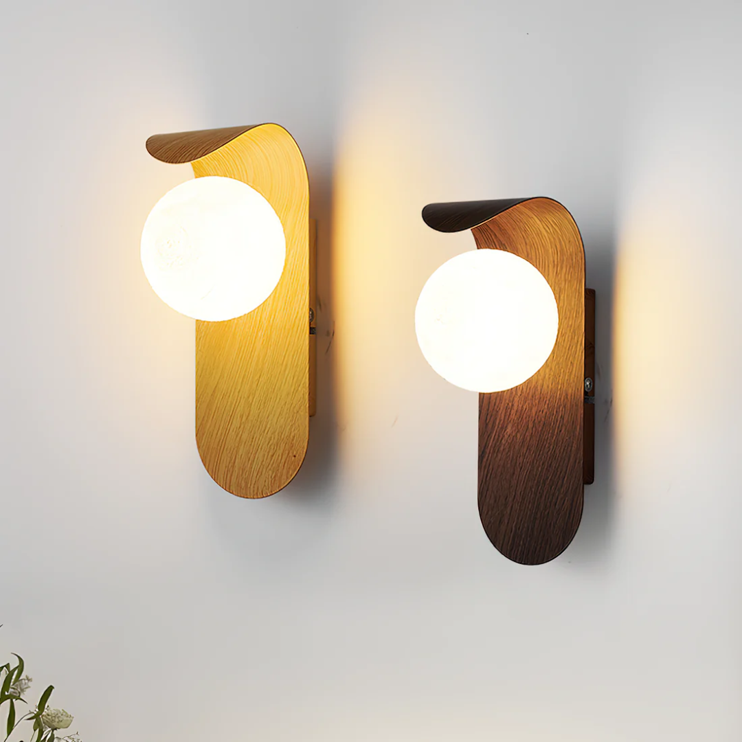 Skandinavische Holz-Globus Wandleuchte LED 1-Licht