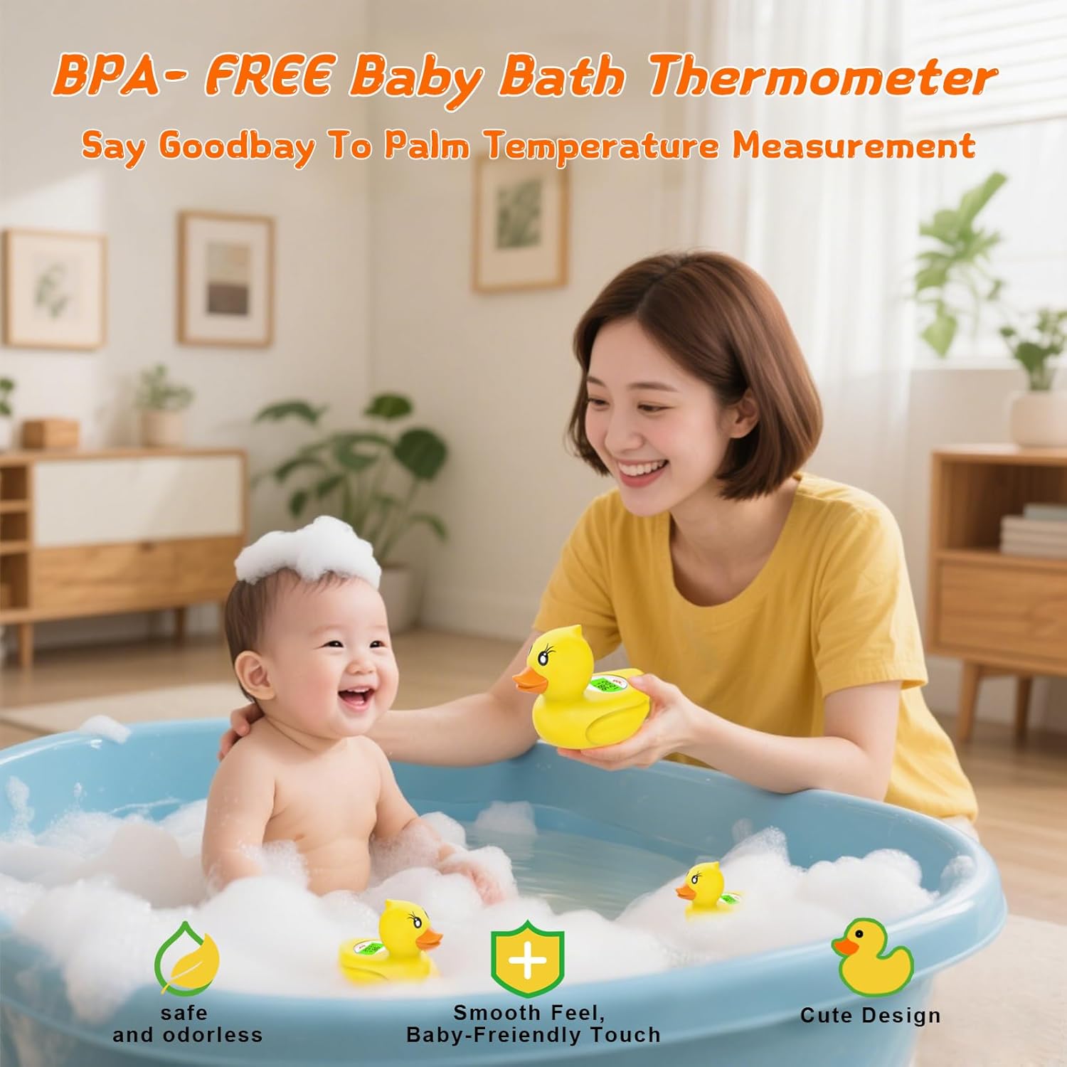 AquaVeilig Baby Badthermometer – Digitales Display mit 3 Farben und Temperaturwarnung