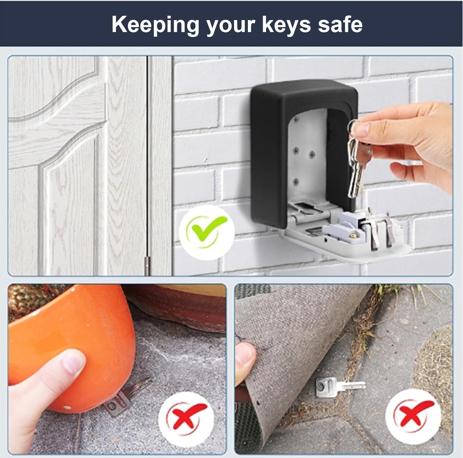 Schlüsselsafe für Außen – Sicherer Schlüsselkasten mit Einstellbarem Code für Zuhause, Inklusive Montageset (Wandmontage)