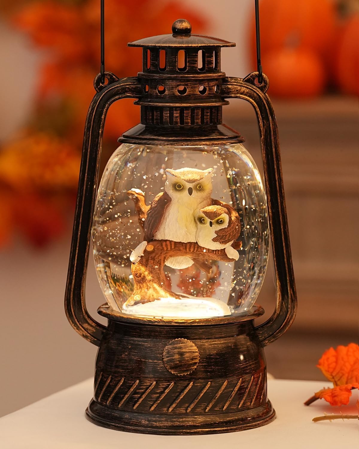 Herbstglanz Dekorative Lampe mit Kürbissen – Warmes LED-Licht und 6-Stunden Timer