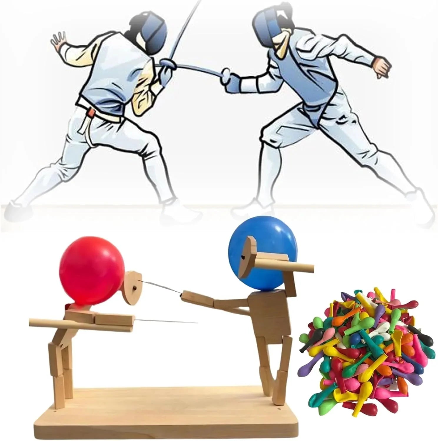 Handgemachte Ballonköpfe Holz Kämpfer Puppen