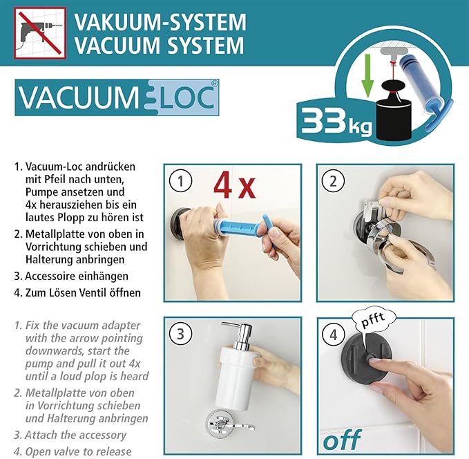 Vacuum-Loc Wandhaken Duo Capri – Bohrfreie & Starke Wandmontage für Badezimmer & Küche