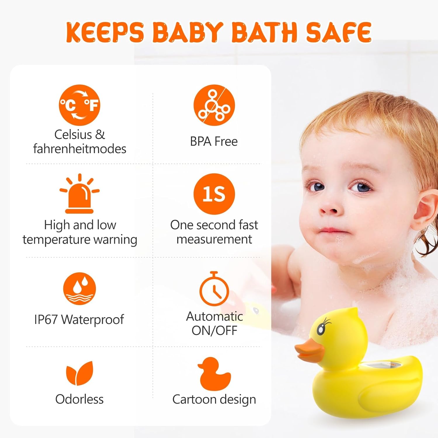 AquaVeilig Baby Badthermometer – Digitales Display mit 3 Farben und Temperaturwarnung