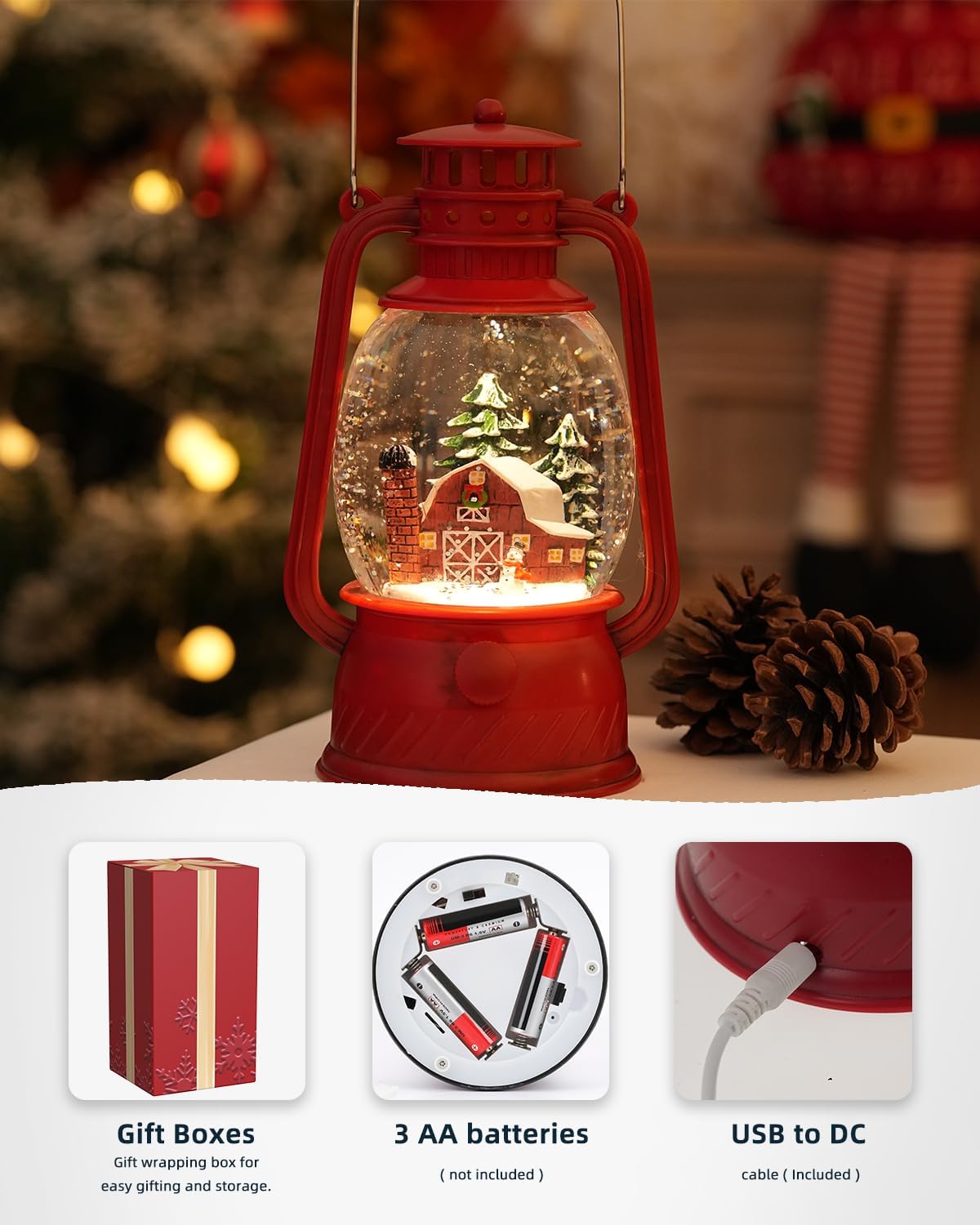 Herbstglanz Dekorative Lampe mit Kürbissen – Warmes LED-Licht und 6-Stunden Timer