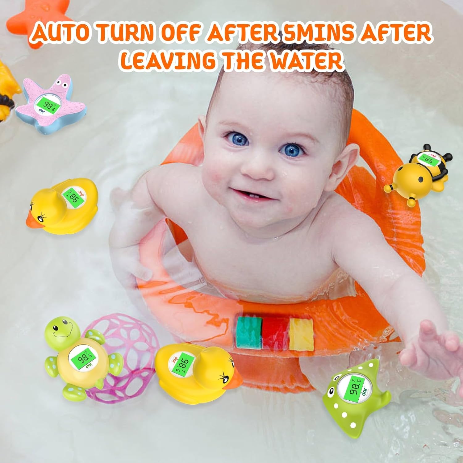 AquaVeilig Baby Badthermometer – Digitales Display mit 3 Farben und Temperaturwarnung