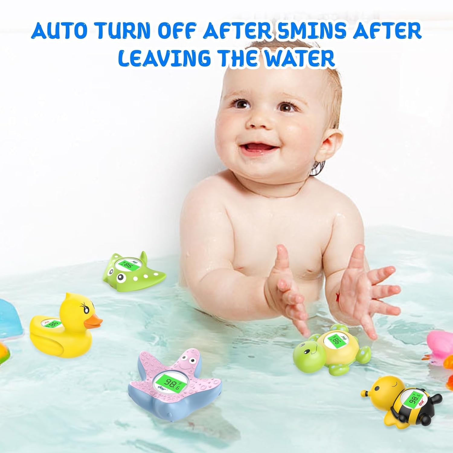 AquaVeilig Baby Badthermometer – Digitales Display mit 3 Farben und Temperaturwarnung
