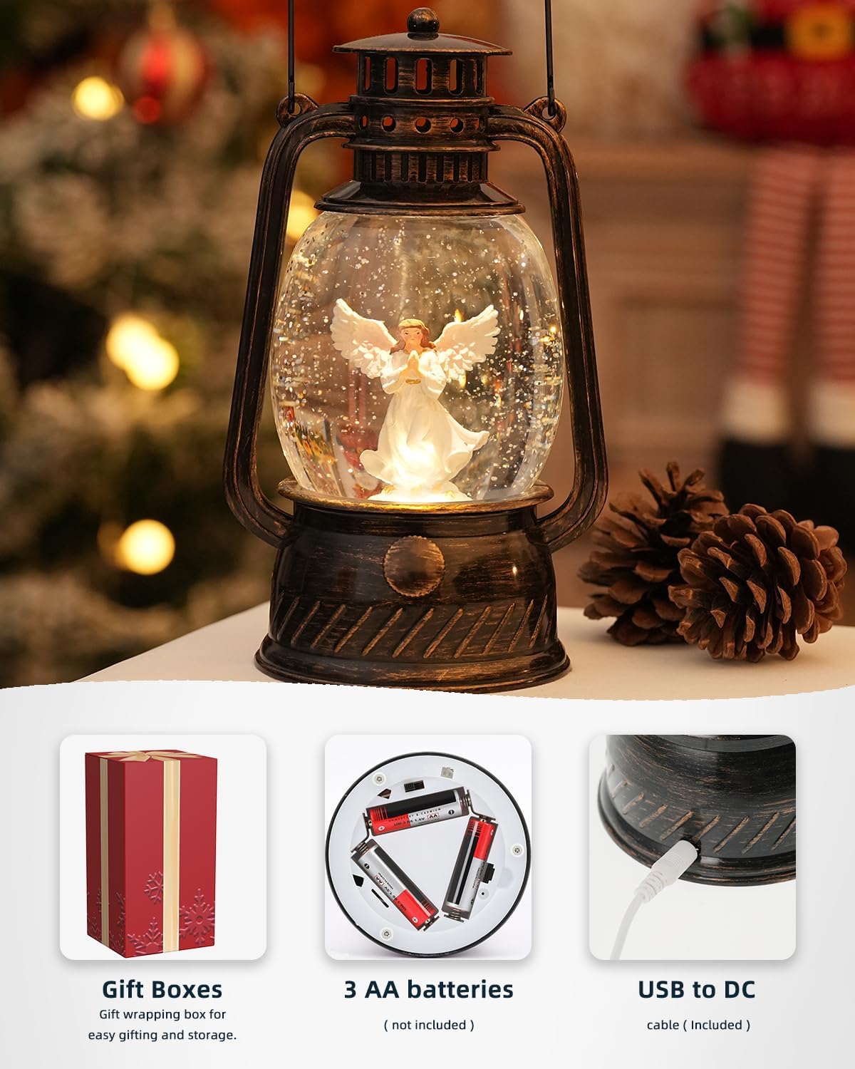 Herbstglanz Dekorative Lampe mit Kürbissen – Warmes LED-Licht und 6-Stunden Timer
