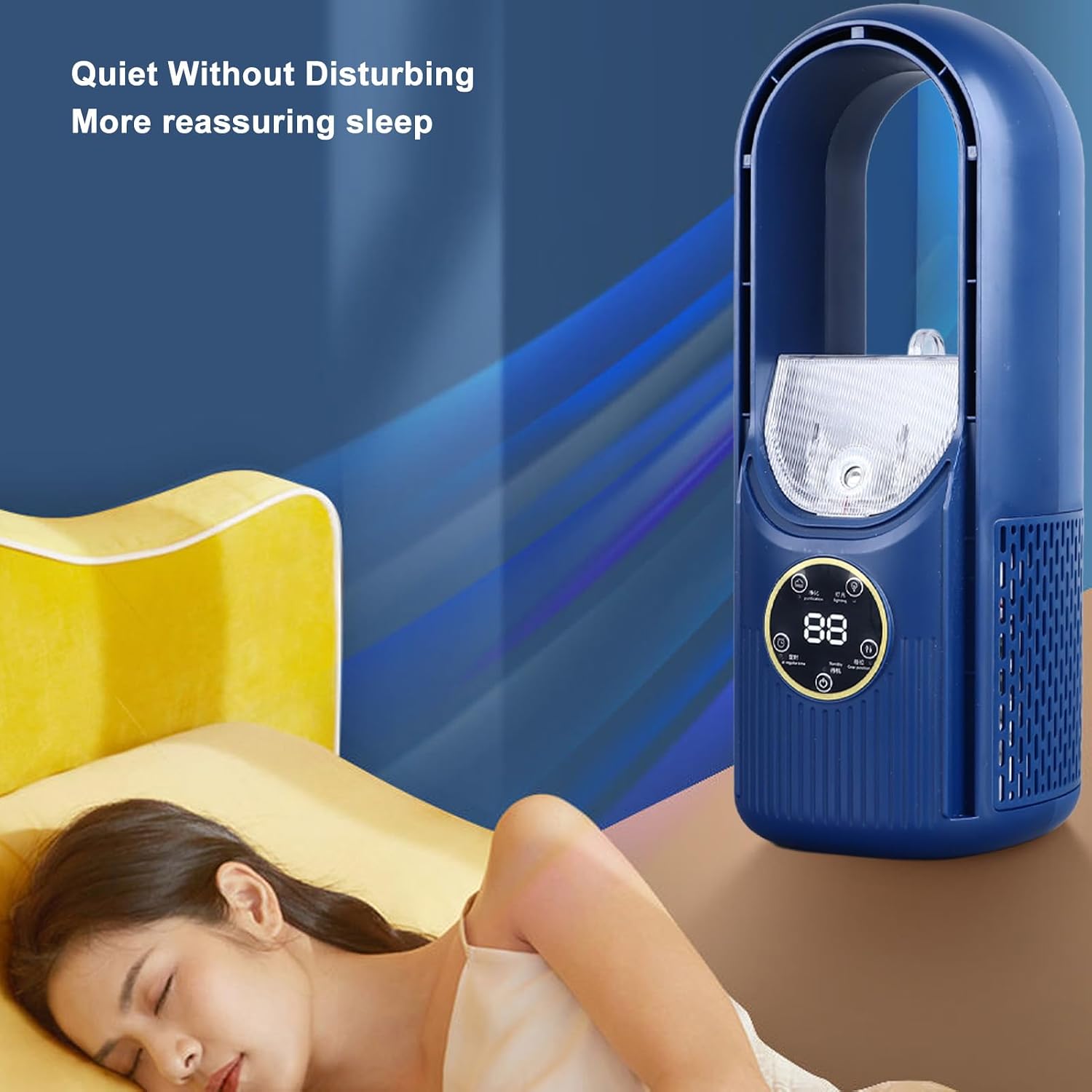 Tragbarer bladeless Nebelventilator mit 6 Geschwindigkeiten und USB wiederaufladbarem Akku