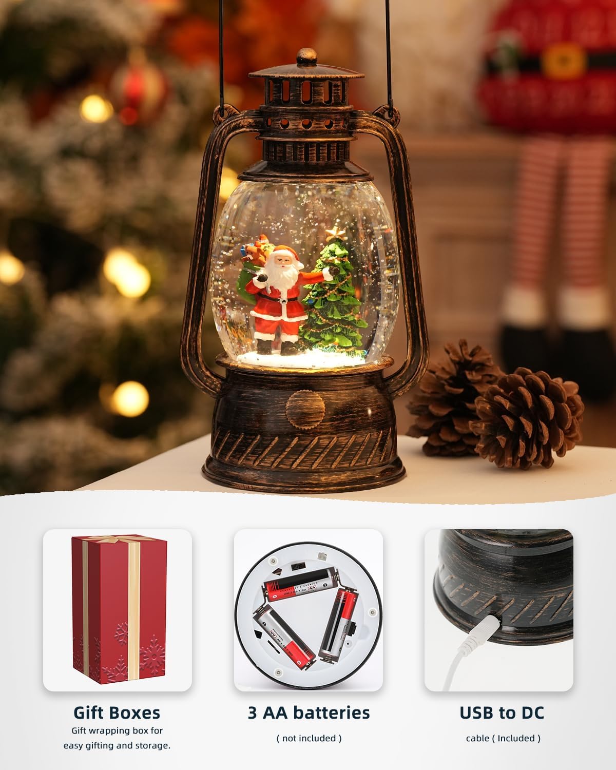 Herbstglanz Dekorative Lampe mit Kürbissen – Warmes LED-Licht und 6-Stunden Timer