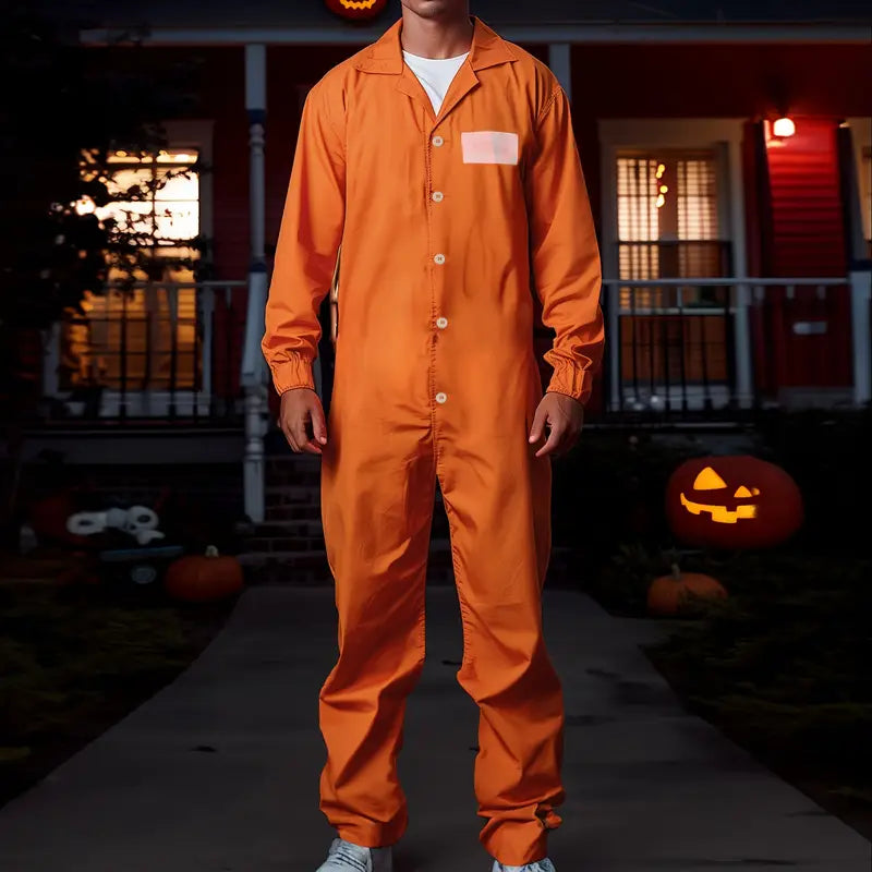 Jailbreak - Erwachsener Gefangener Kostüm - Polyester Cosplay Outfit für Festliche Partys und Karneval
