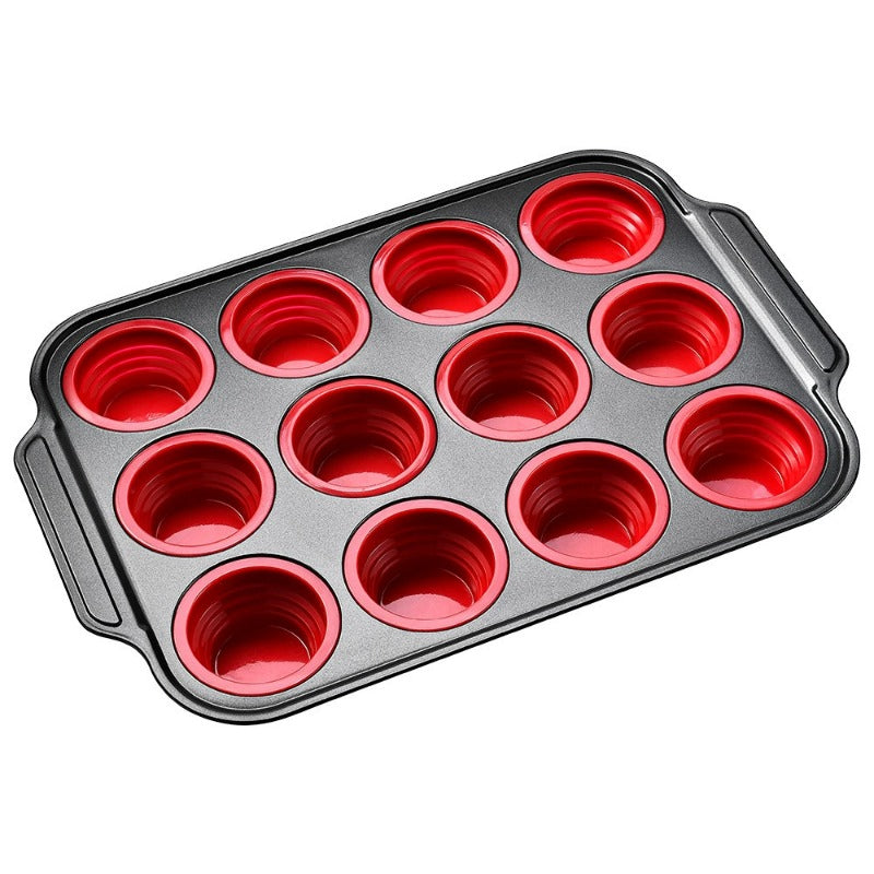Silikon-Muffinform mit Robuster Metallrahmen – Flexible Backform für Muffins und Cupcakes