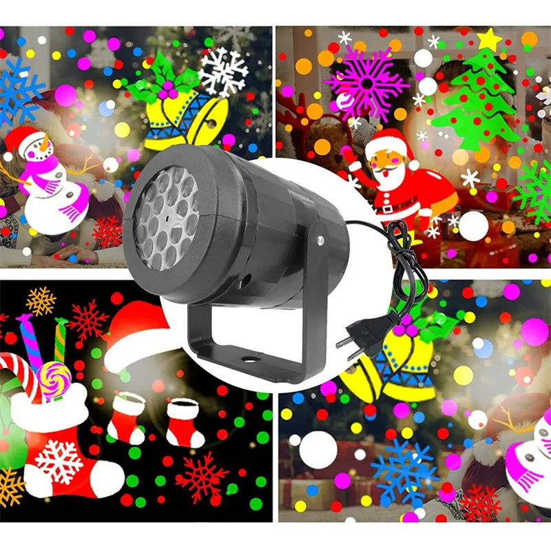 LED Weihnachtsprojektor Schneeflocken Lichtshow – Wasserdichte Außenlampe mit 16 Mustern