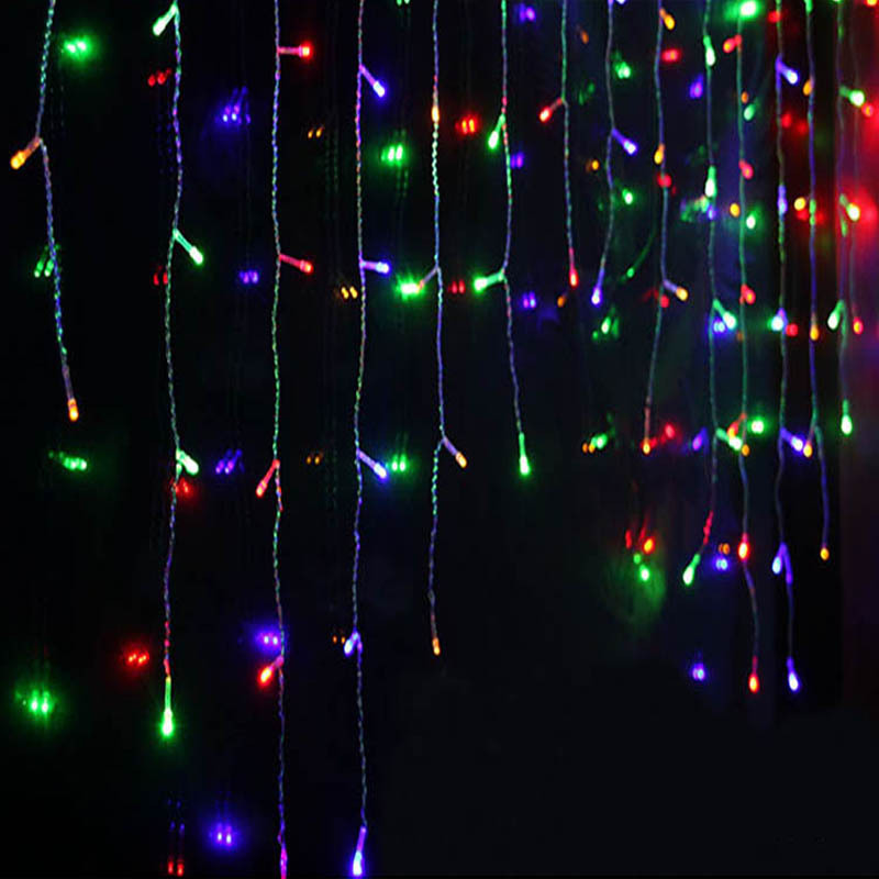 LED Weihnachtsbeleuchtung mit Eiszapfen und Sternenhimmel – Lichtvorhang für Außen